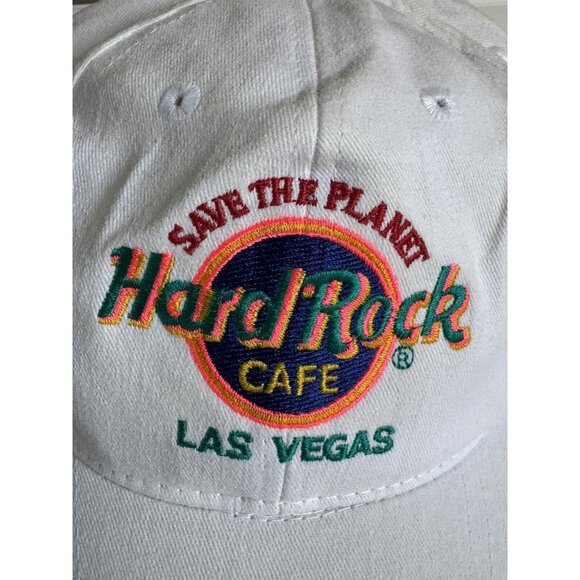 Hard Rock Cafe Hat Cap Mens White Strap Back Vintage 90s Las Vegas Made Taiwan - Picture 2 of 9